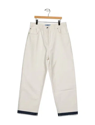 Pre-owned Prada 2022 Wide Leg Jeans In White