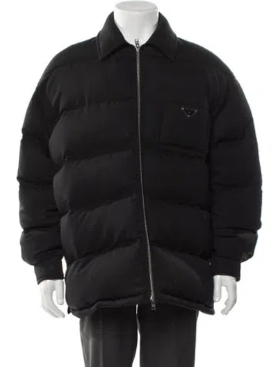 Pre-owned Prada 2022 Wool Puffer Coat In Black