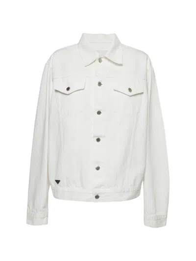 Pre-owned Prada 2023 Button-down Denim Jacket In White