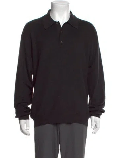 Pre-owned Prada 2023 Cashmere Polo Sweater W/ Tags In Black