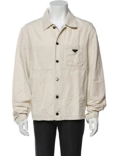 Pre-owned Prada 2023 Chambray Utility Jacket In Neutral