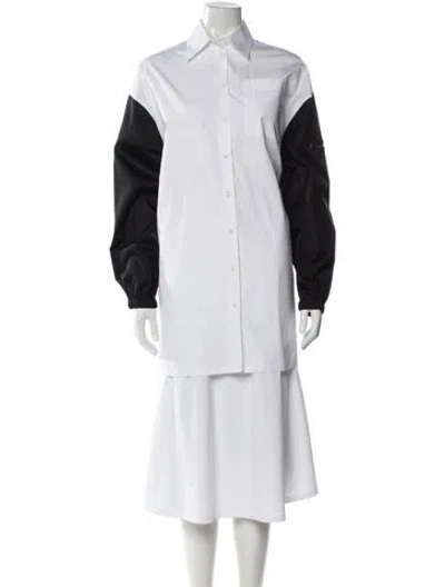 Pre-owned Prada 2023 Colorblock Pattern Button-up Top In White