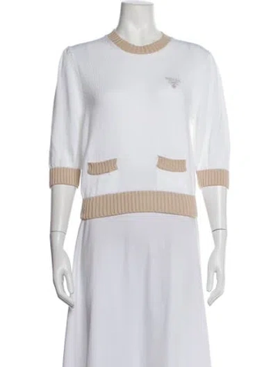 Pre-owned Prada 2023 Crew Neck Sweater In White