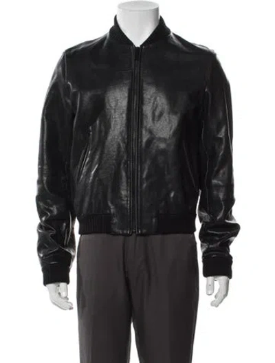 Pre-owned Prada 2023 Enameled Metal Triangle Bomber Jacket In Black