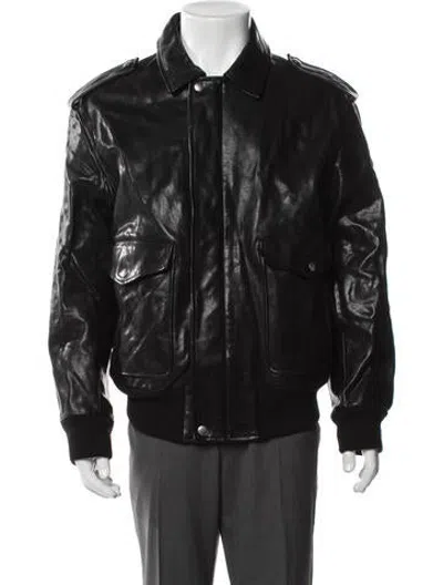 Pre-owned Prada 2023 Enameled Metal Triangle Bomber Jacket In Black