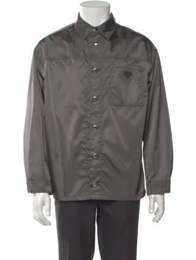Pre-owned Prada 2023 Enameled Metal Triangle In Gray