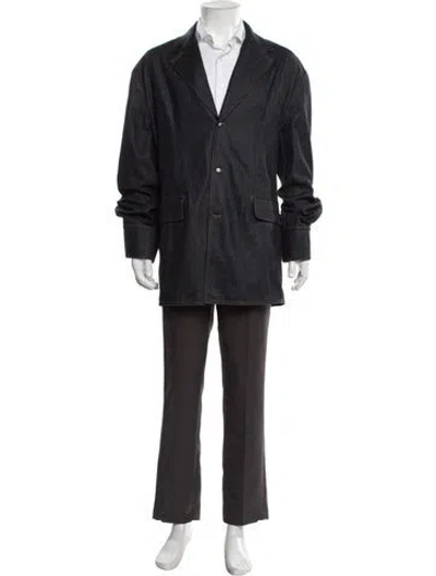 Pre-owned Prada 2023 Enameled Metal Triangle Jacket In Blue