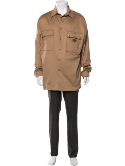 Pre-owned Prada 2023 Enameled Metal Triangle Jacket In Neutral