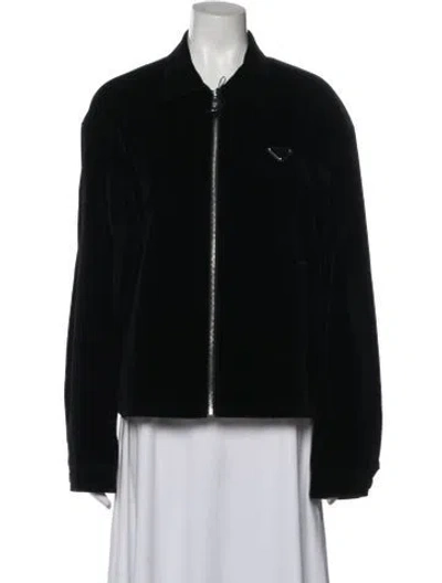 Pre-owned Prada 2023 Enameled Metal Triangle Jacket W/ Tags In Black