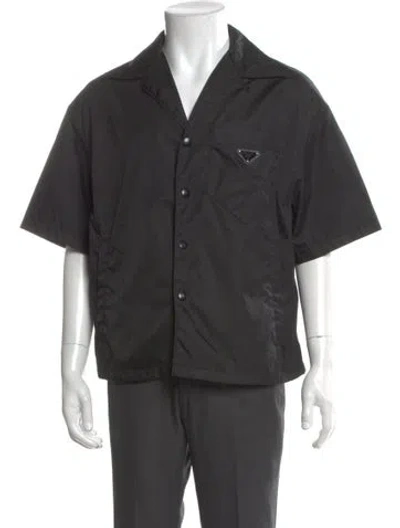 Pre-owned Prada 2023 Enameled Metal Triangle Shirt In Black