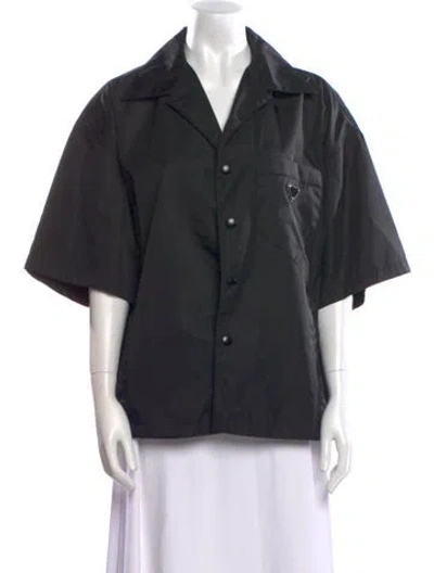 Pre-owned Prada 2023 Enameled Metal Triangle Shirt In Black