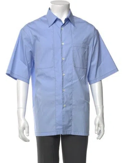 Pre-owned Prada 2023 Enameled Metal Triangle Shirt In Blue