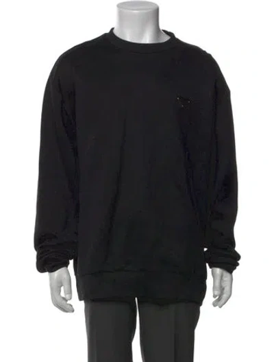 Pre-owned Prada 2023 Enameled Metal Triangle Sweatshirt In Black
