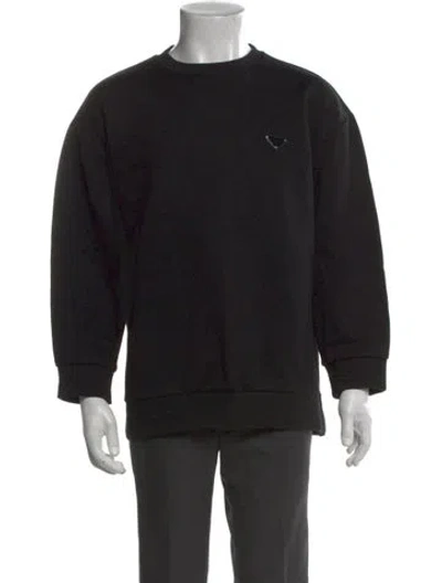 Pre-owned Prada 2023 Enameled Metal Triangle Sweatshirt In Black