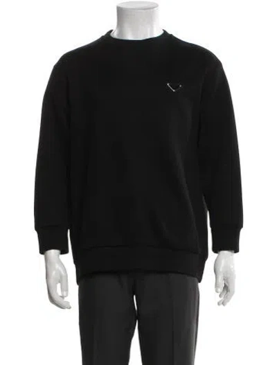 Pre-owned Prada 2023 Enameled Metal Triangle Sweatshirt In Black