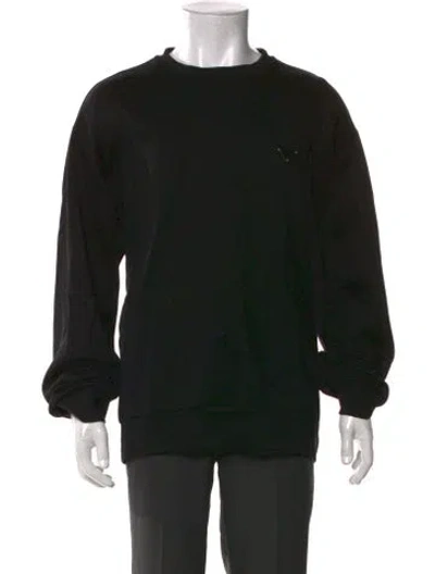 Pre-owned Prada 2023 Enameled Metal Triangle Sweatshirt In Black