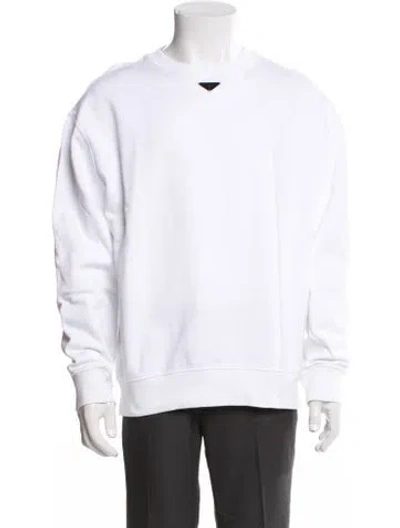 Pre-owned Prada 2023 Enameled Metal Triangle Sweatshirt In White