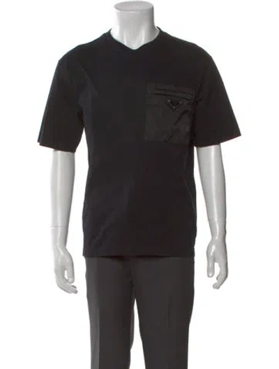 Pre-owned Prada 2023 Enameled Metal Triangle T-shirt In Black