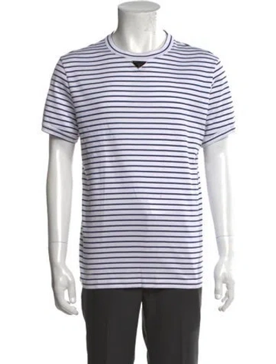 Pre-owned Prada 2023 Enameled Metal Triangle T-shirt In Blue