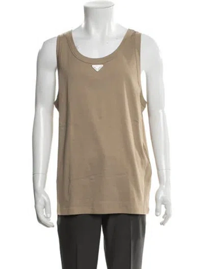 Pre-owned Prada 2023 Enameled Metal Triangle T-shirt In Neutral