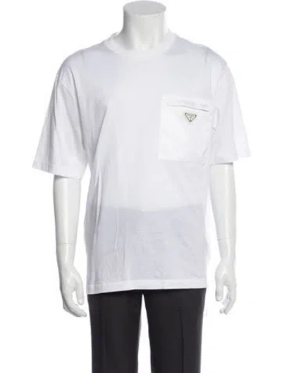Pre-owned Prada 2023 Enameled Metal Triangle T-shirt In White