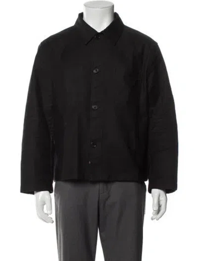 Pre-owned Prada 2023 Enameled Metal Triangle Utility Jacket In Black