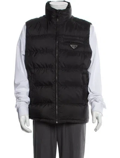Pre-owned Prada 2023 Enameled Metal Triangle Vest In Black