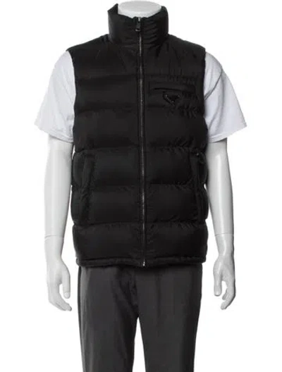 Pre-owned Prada 2023 Enameled Metal Triangle Vest In Black