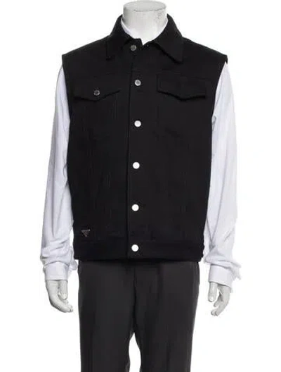 Pre-owned Prada 2023 Enameled Metal Triangle Vest In Black