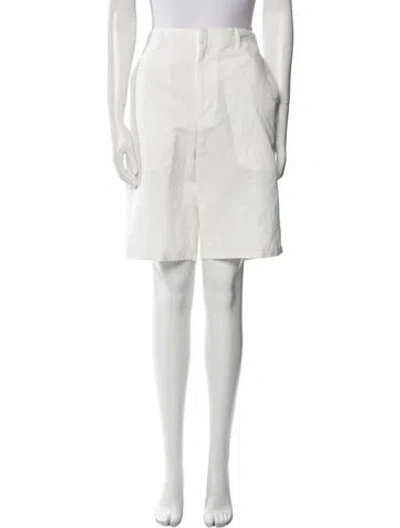 Pre-owned Prada 2023 Flat Front Shorts W/ Tags In White