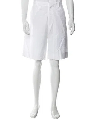 Pre-owned Prada 2023 Flat Front Shorts In White