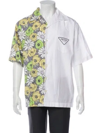 Pre-owned Prada 2023 Floral Print Shirt In White