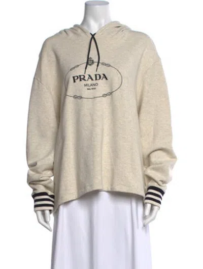 Pre-owned Prada 2023 Graphic Print Hoodie In Neutrals