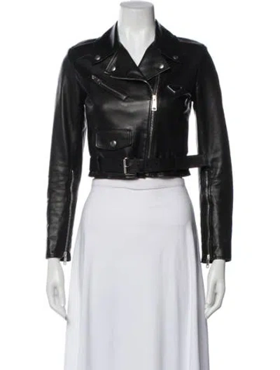 Pre-owned Prada 2023 Leather Biker Jacket In Black