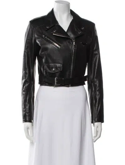 Pre-owned Prada 2023 Leather Biker Jacket In Black