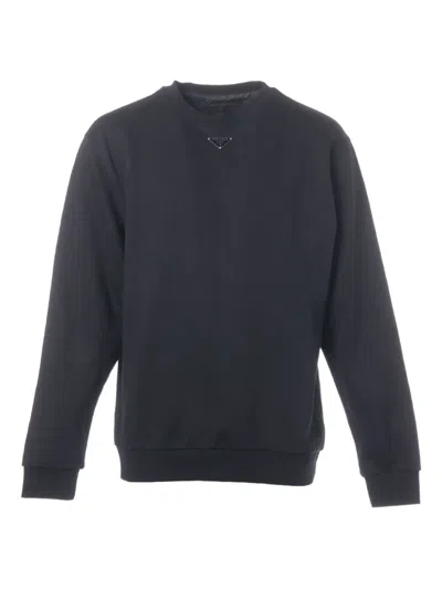 Pre-owned Prada 2023 Logo-triangle Sweatshirt In Black