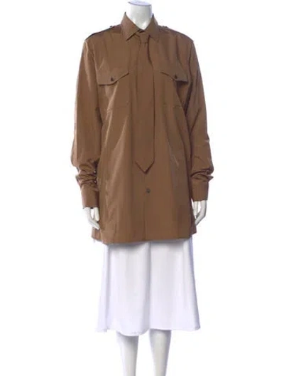 Pre-owned Prada 2023 Long Sleeve Button-up Top In Brown