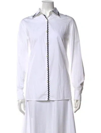 Pre-owned Prada 2023 Long Sleeve Button-up Top In White