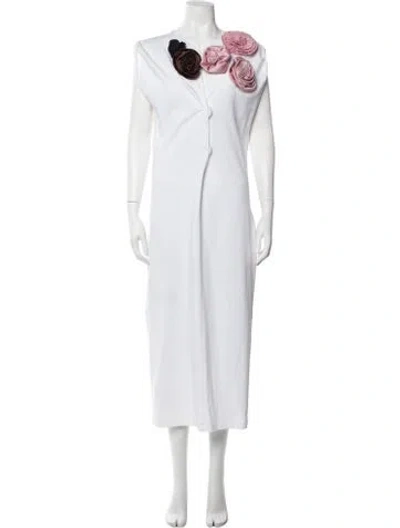 Pre-owned Prada 2023 Midi Length Dress In White