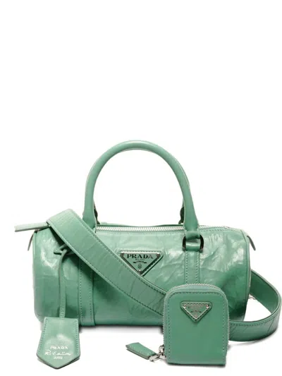 Pre-owned Prada 2023 Mini Boston Tote Bag In Green