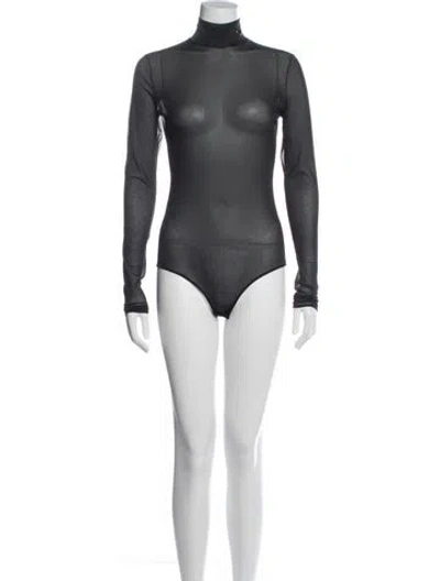 Pre-owned Prada 2023 Mock Neck Bodysuit W/ Tags In Black