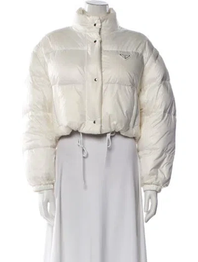 Pre-owned Prada 2023 Nylon Down Coat In White