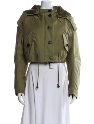 Pre-owned Prada 2023 Nylon Faux Fur Jacket In Green