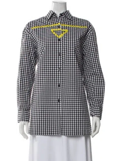 Pre-owned Prada 2023 Plaid Print Button-up Top In Black