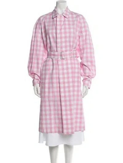Pre-owned Prada 2023 Plaid Print Coat W/ Tags In Pink
