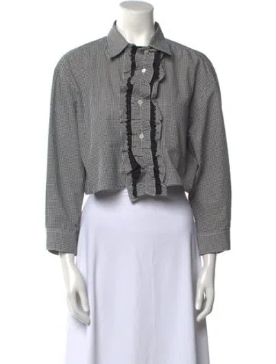 Pre-owned Prada 2023 Plaid Print Crop Top In Gray