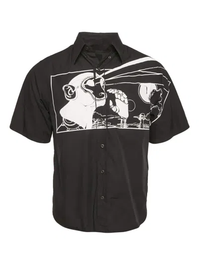 Pre-owned Prada 2023 Printed Poplin Shirt In Black