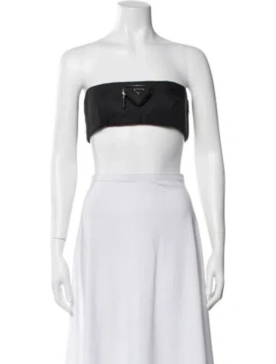 Pre-owned Prada 2023 Re-nylon Crop Top In Black