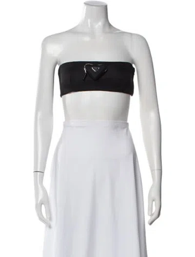 Pre-owned Prada 2023 Re-nylon Crop Top W/ Tags In Black