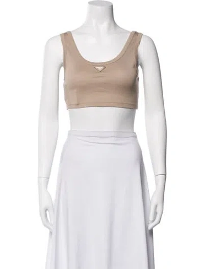Pre-owned Prada 2023 Scoop Neck Sports Bra In Neutrals